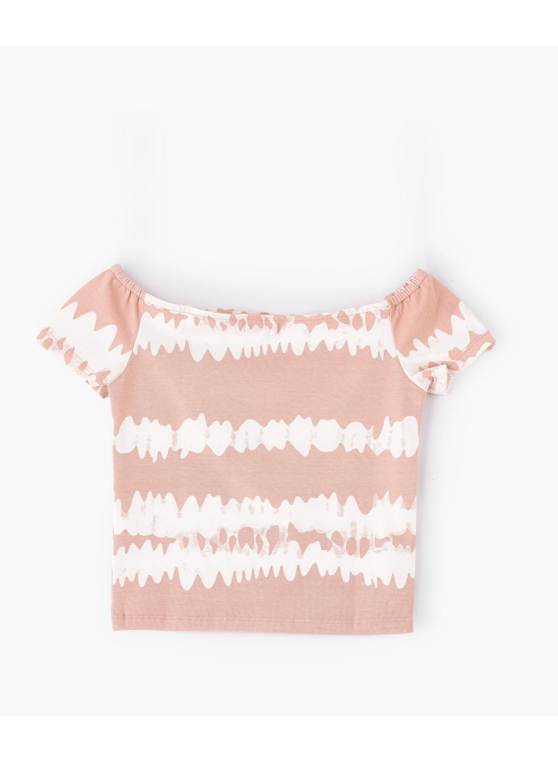 Jelliene Girls Pink & White Off-Shoulder Knit Top - Image 2